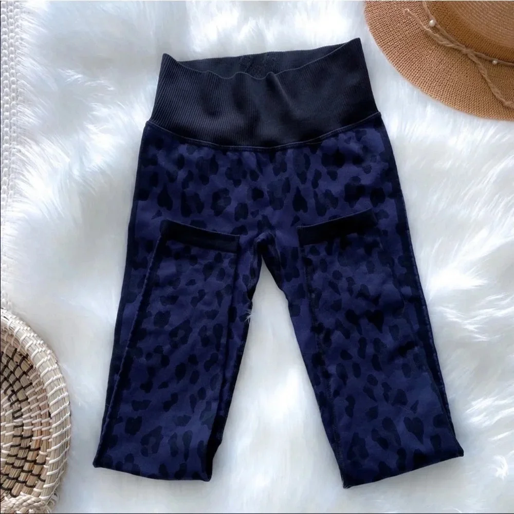 925 Fit Wild Thing Seamless Legging Leopard Blue Black Animal Print High Waist S